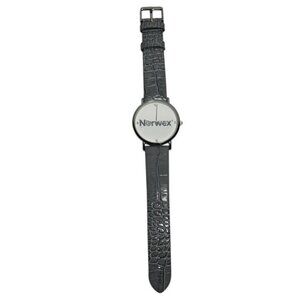Norwex Watch With Alligator Pattern Strap  Silver Case Unisex